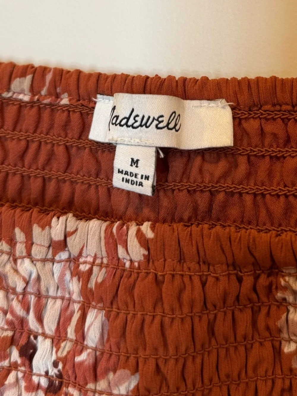 Madewell Re)sourced Georgette Lucie Puff-Sleeve Smocked Bodice Top Medium